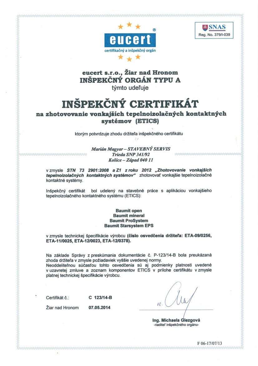Certifikát EUCERT